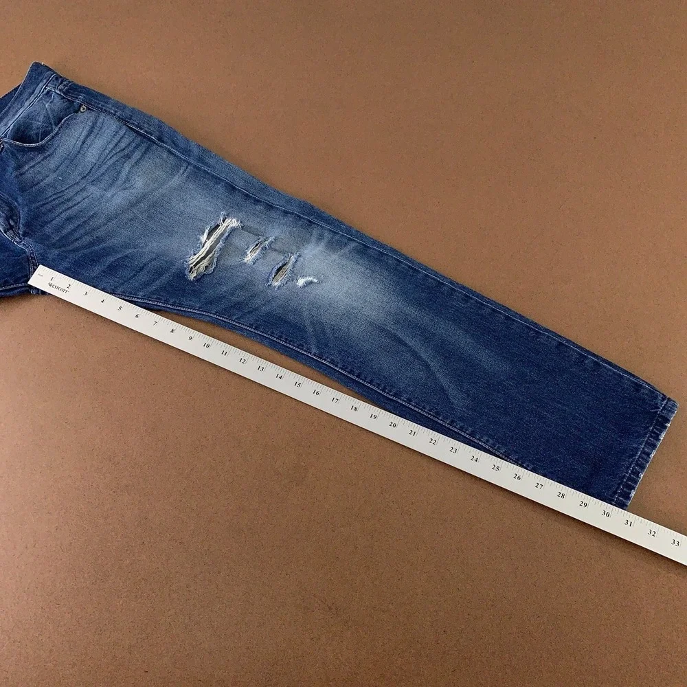 Express Mens Size 33 x 32 Dark Wash Distressed Rocco Slim Fit Skinny Jeans *Flaw